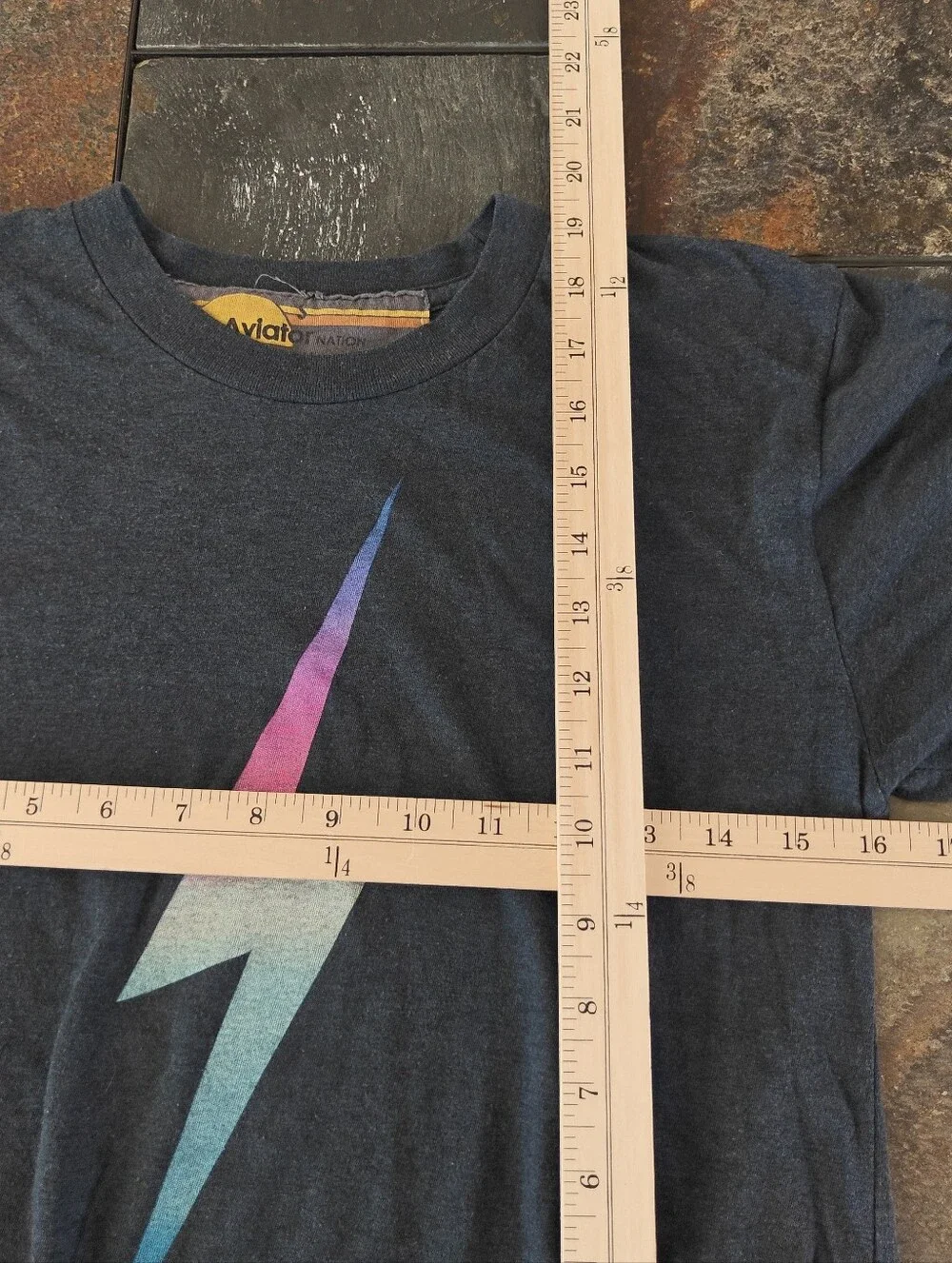 Aviator Nation Purple Bolt Short Sleeve Boyfriend Crop Tee Size S